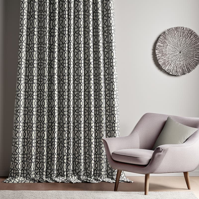 Exclusive Fabrics Jacquard Faux Silk Curtains - 1 Panel Room Darkening Curtain