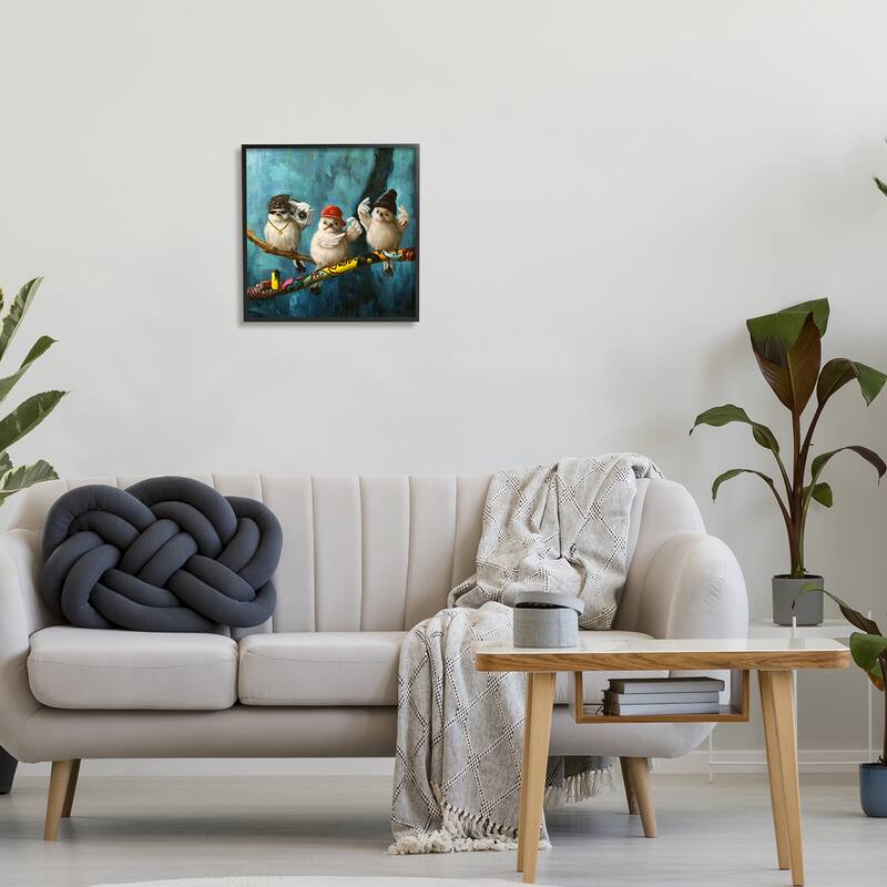 Stupell Hip Hop Bird Trio Urban Graffiti Tree Boombox Framed Wall Art, Design by Lucia Heffernan - Blue