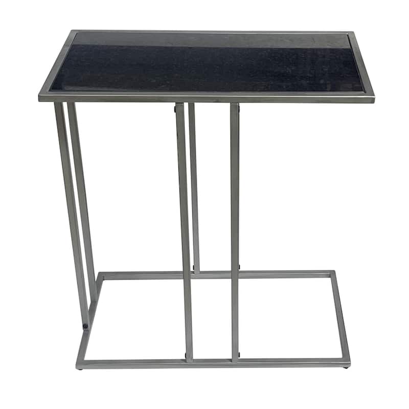 HomeRoots 26" Black and Gunmetal Marble and Iron Frame End Table - 12.75 in. x 26 in. x 23.5 in.