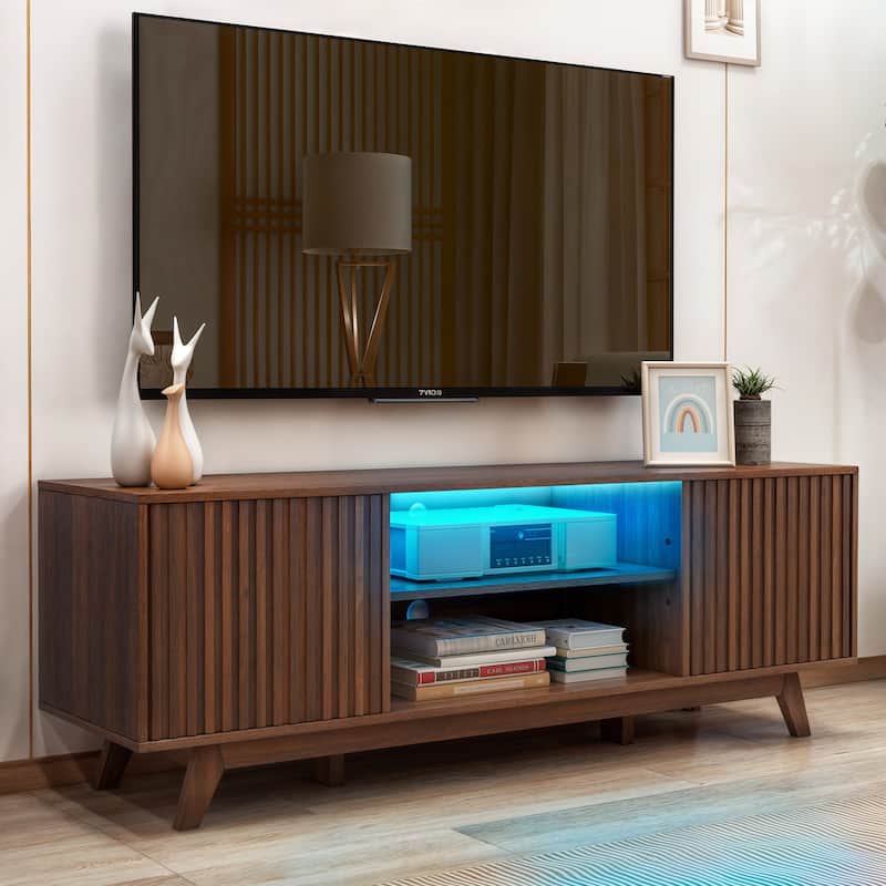 Moasis 59" Mid-Century LED Lighting TV Stand Media Console Entertainment Center for TVs up to 65 Inch