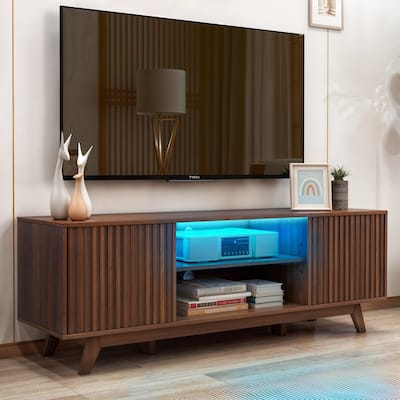 Moasis 59" Mid-Century LED Lighting TV Stand Media Console Entertainment Center for TVs up to 65 Inch