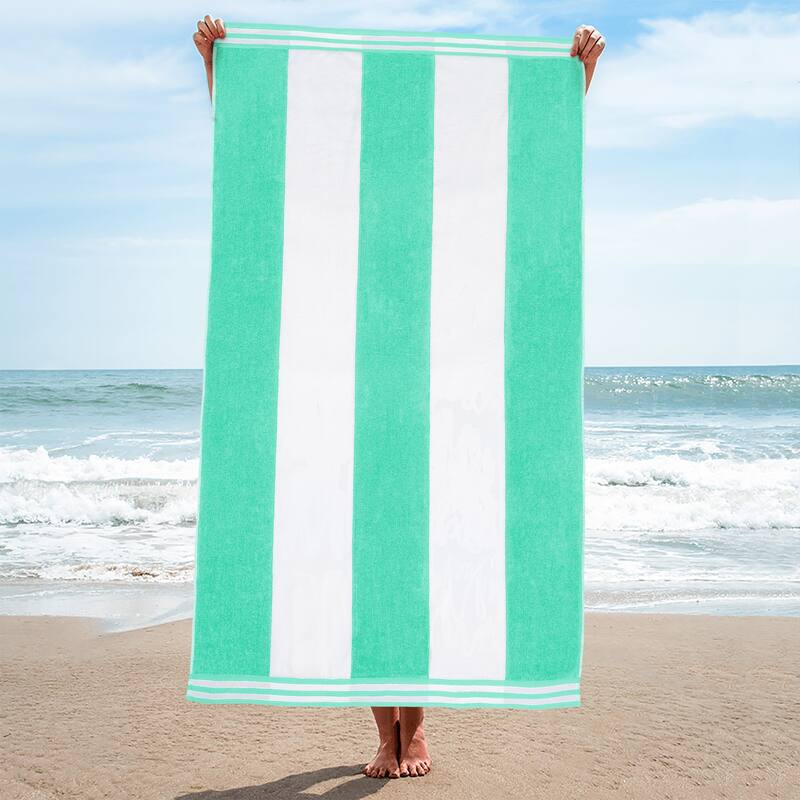 Superior Cabana Stripe Oversized Cotton Beach Towel (Set of 2)