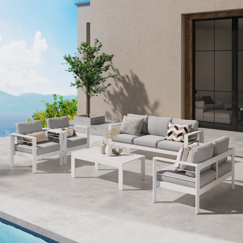 Royalcraft 5 Piece Aluminum Outdoor Furniture Set - White
