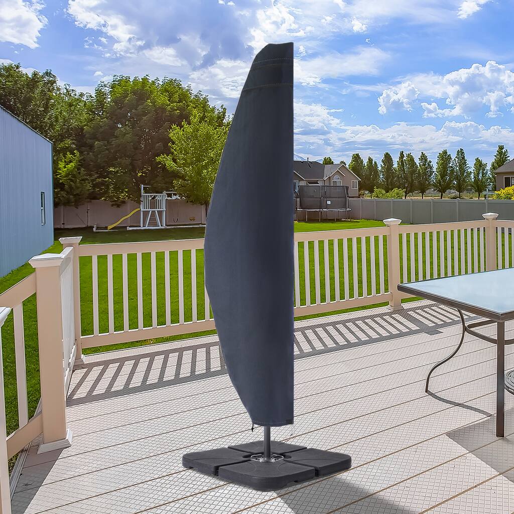 LIVOOSUN Patio Offset Umbrella Covers 600D Waterproof, Fits 8ft-11ft
