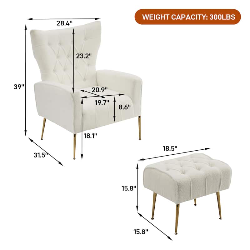 Ouyessir Upholstered Tufted Accent Chair with Ottoman