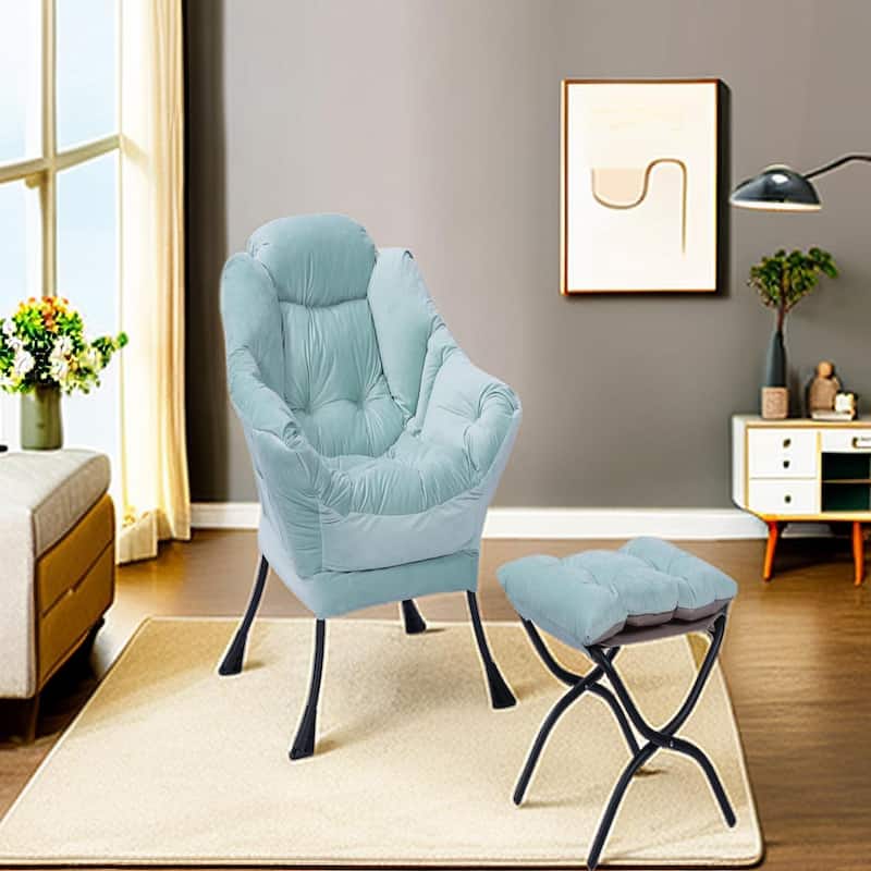 Tufted Accent Chair with Ottoman Cushion Chair Wingback Chair, Upholstered Chairs Lounge Chair with Armrests Side Pocket