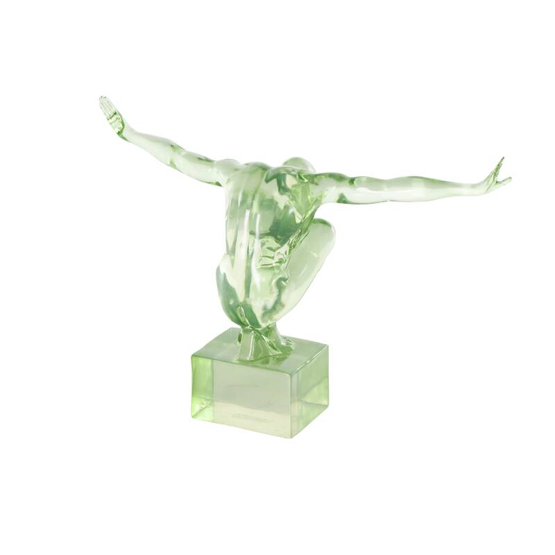 Light Blue, Green or Pink Resin Tinted Posing People Decorative Sculpture