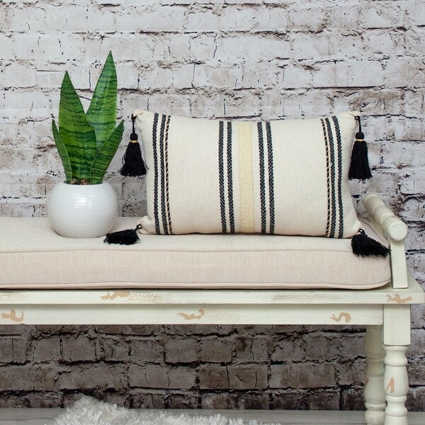 Black and new arrivals cream lumbar pillow