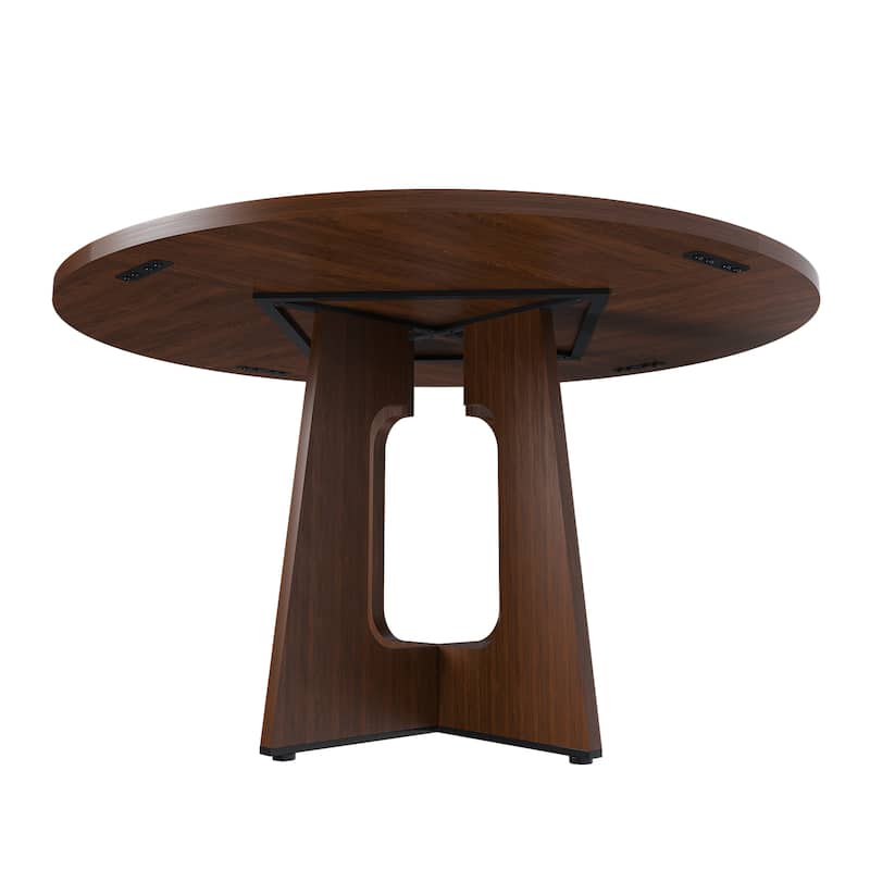 Round Dining Table for 4 - 47 Inch Farmhouse Kitchen Table,MDF Circle Table with Wood Grain Finish,Easy Assembly for Dining Room