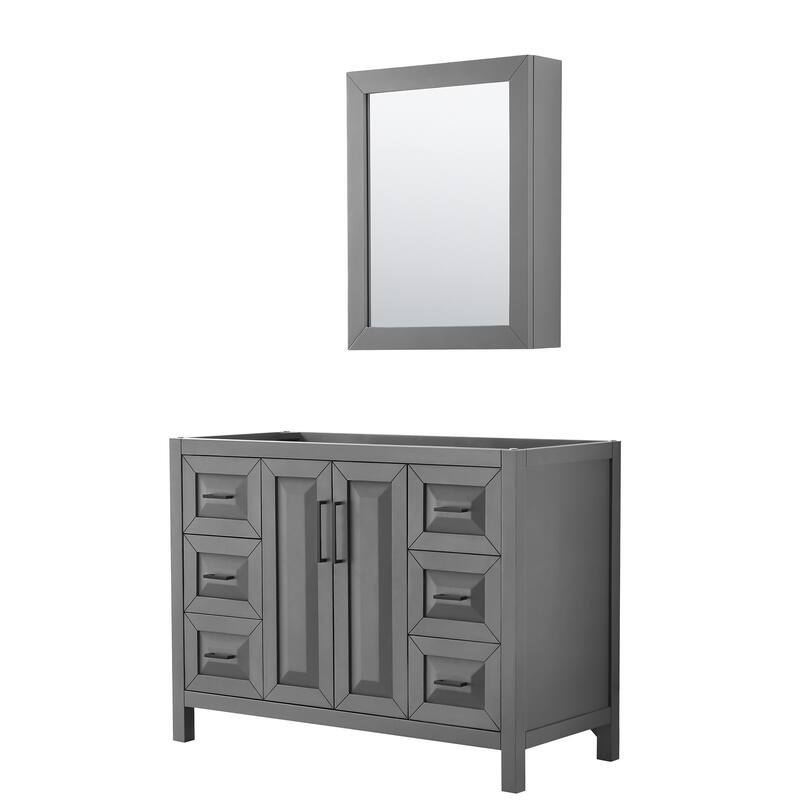 Wyndham Collection Daria 47" Single Free Standing Vanity Cabinet - - Dark Gray / Matte Black Hardware