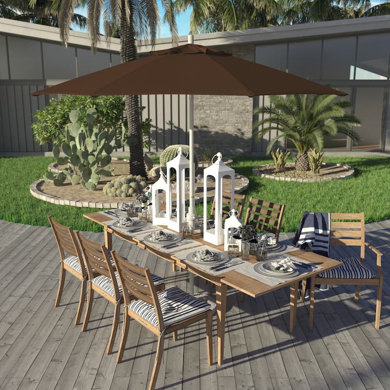 California Umbrella 9' Rd Golden State Series Patio Umbrella White Aluminum Frame Crank Lift Collar Tilt Pacifica Pacific Blue - Mocha