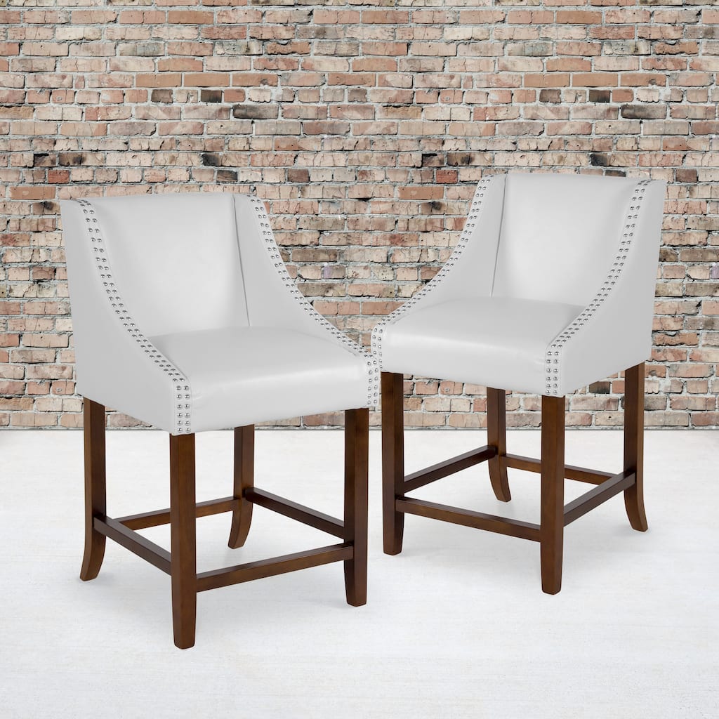 24-inch Transitional Curved Walnut Counter Height Stools (Set of 2) - 20"W x 22"D x 36"H