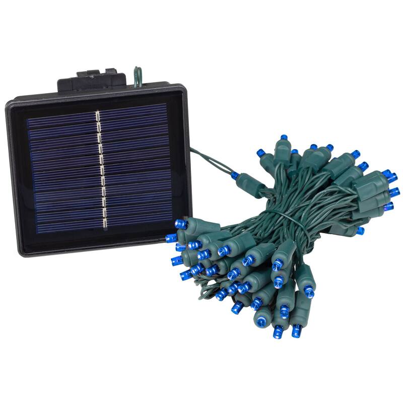Novelty Lights 50 Light Solar LED Outdoor Christmas Mini Light Set, 12 Feet - Blue