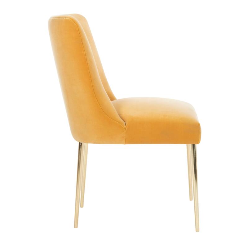 SAFAVIEH Couture Melonie Velvet Accent Chair - Mustard / Brass - 28"x23"x35.3" - 28" W x 23" D x 35" H - 28Wx23Dx35H