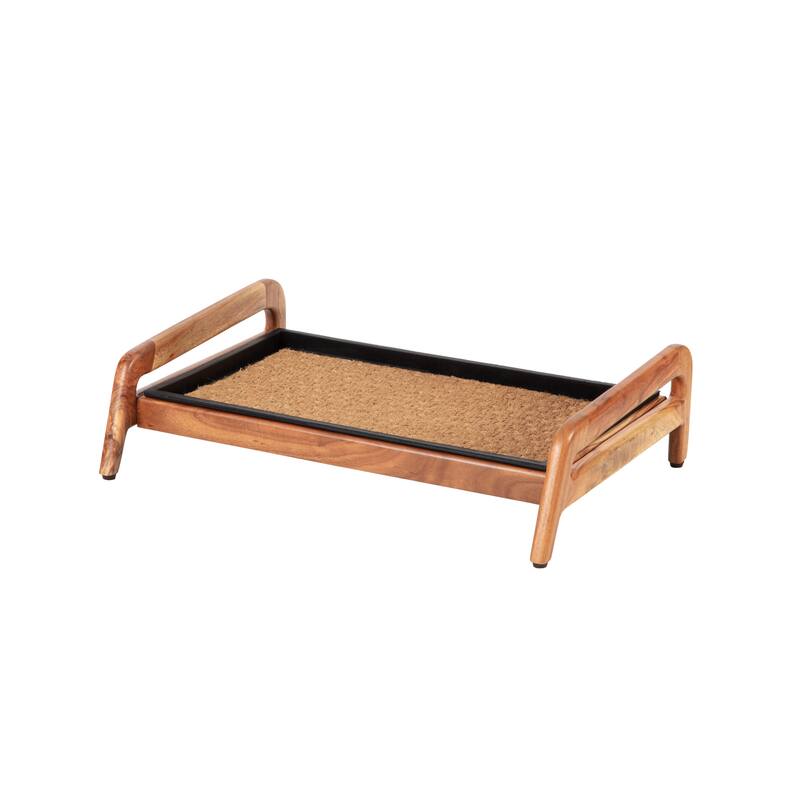 Jani Single-Tier Natural Stand 2-Pair Rubber Boot Tray - Smoked Oak
