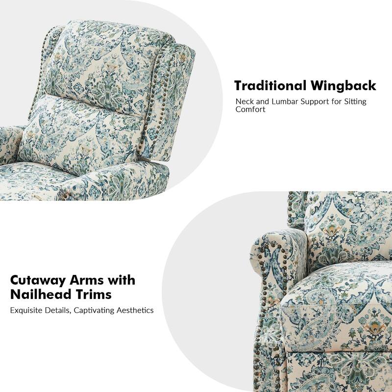 Terri Classic Cutaway Arms with Nailheads Manual Recliner for Living Room Set of 2 by HULALA HOME