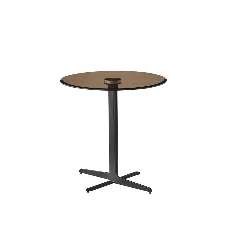 End Table Glass Top Side/End Drink Table - Tall Modern Round Accent Metal Nightstand Furniture for Living Room-19.69" Round
