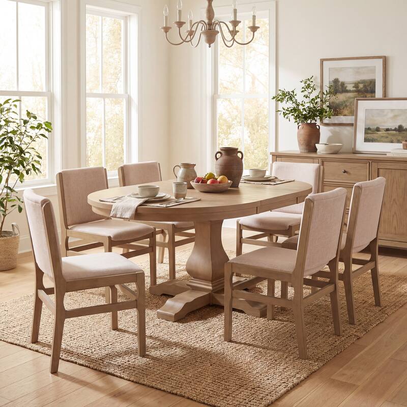 Christopher Knight Home - Modern Contemporary Upholstered Armless Dining Chairs Set with Seat and Back Cushion - Set of 6 - Light Ash+Beige