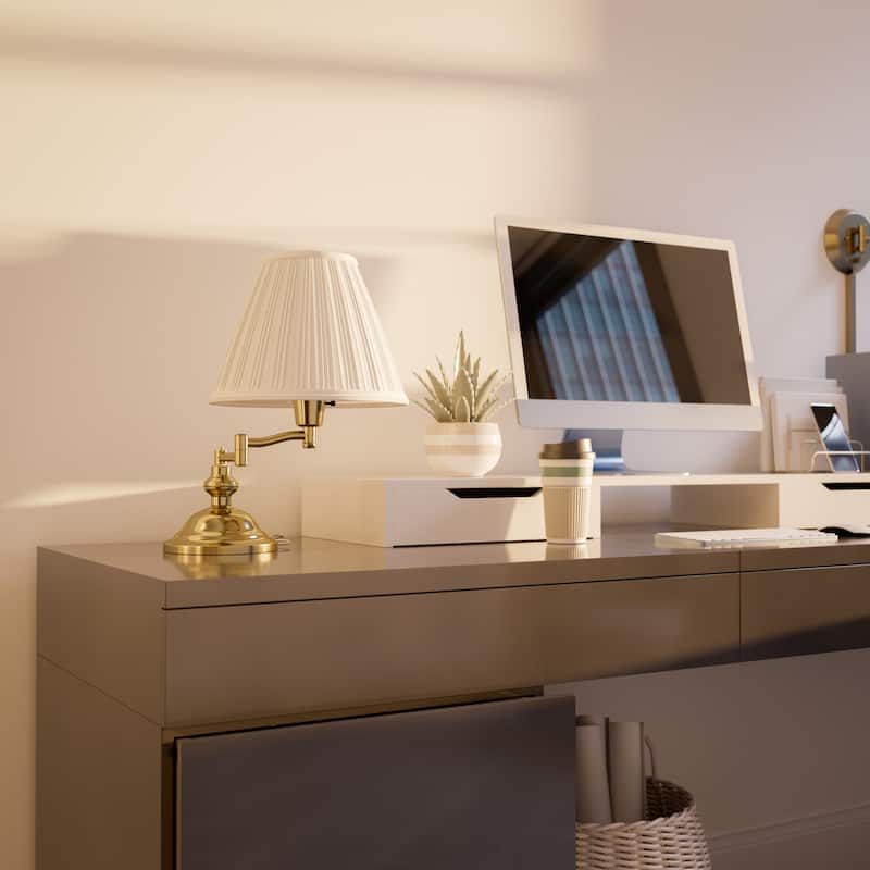 Kenroy Home Classic Swing Arm Desk Lamp - Polished Brass