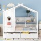 preview thumbnail 15 of 24, Twin Wooden House Bed with Roof, Drawers, and Shelf