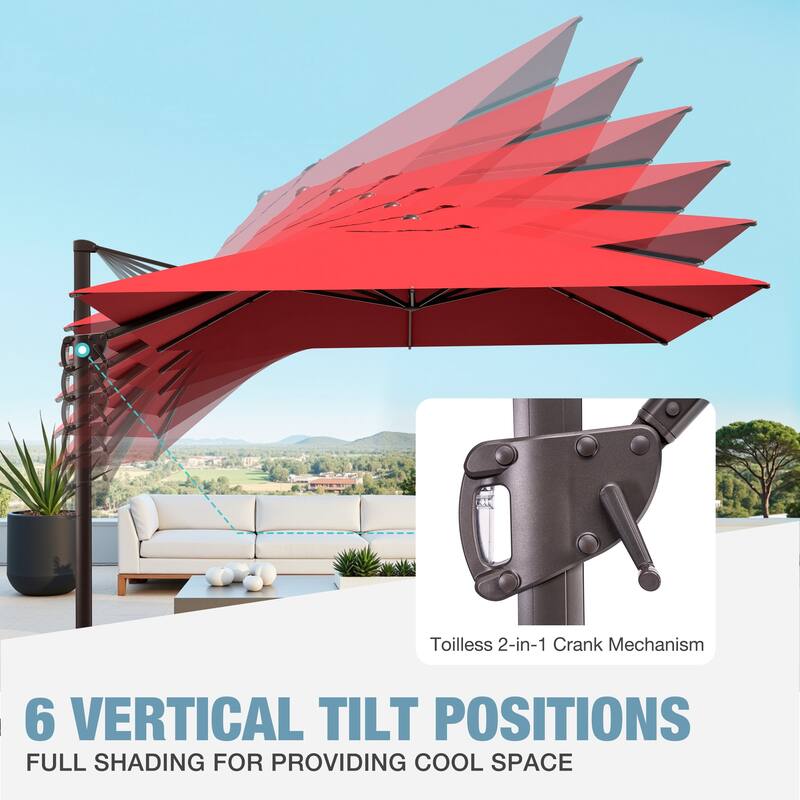Outdoor Patio Umbrella 9 FT x 11 FT Cantilever-Offset Umbrella