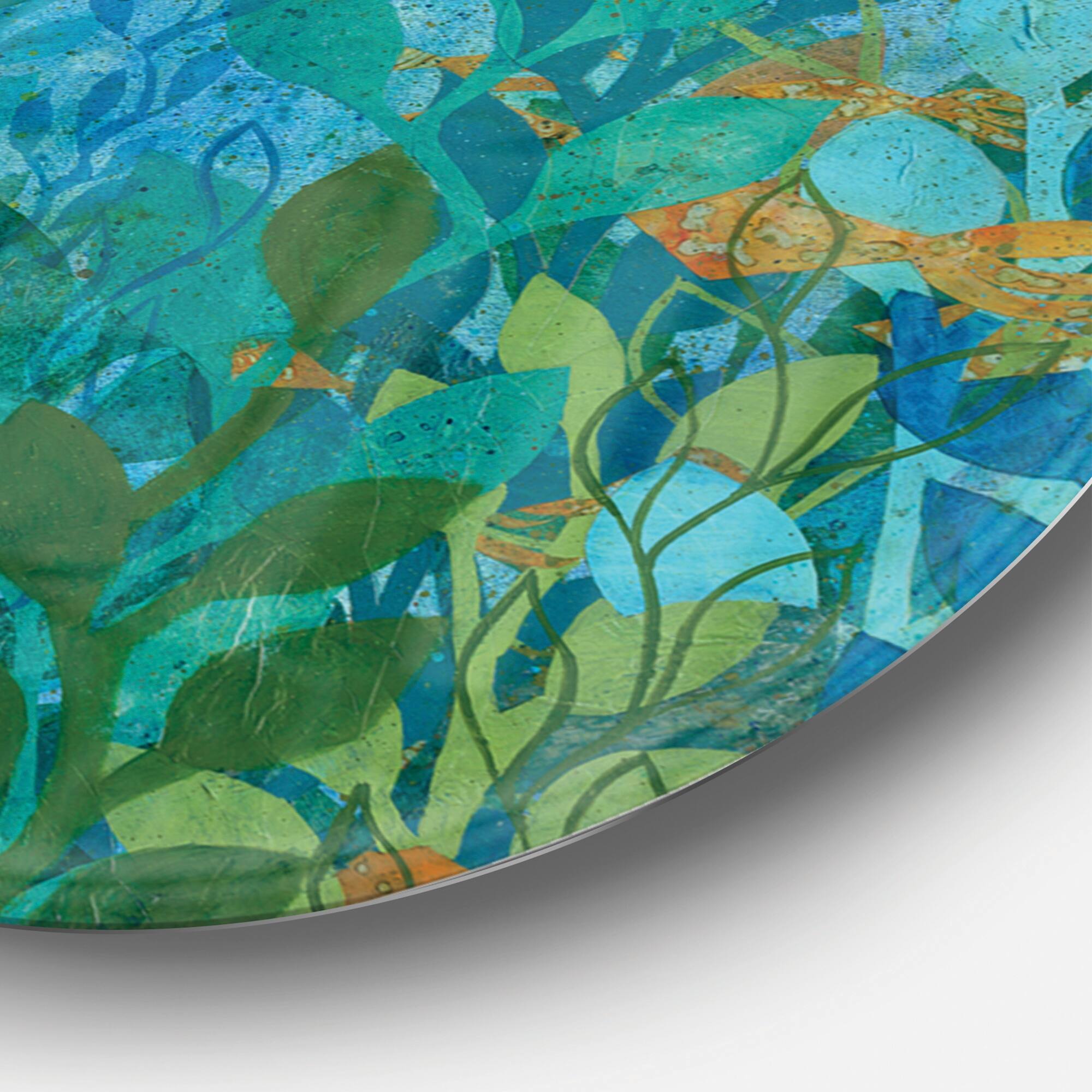 Designart 'Blue Underwater Lake leaves II' Nautical & Coastal Metal
