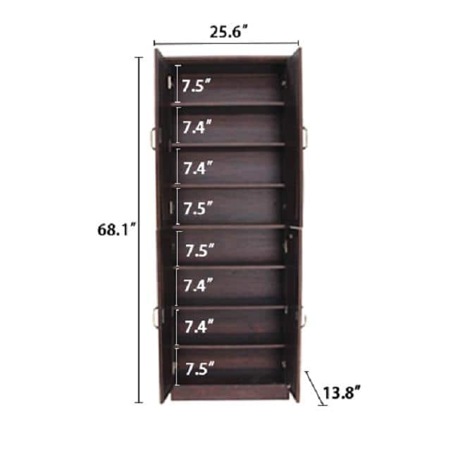 68" Tall Shoe Storage Cabinet – 8-Tier Adjustable Shelves, Modern Organizer for Entryway, Hallway, or Closet‌