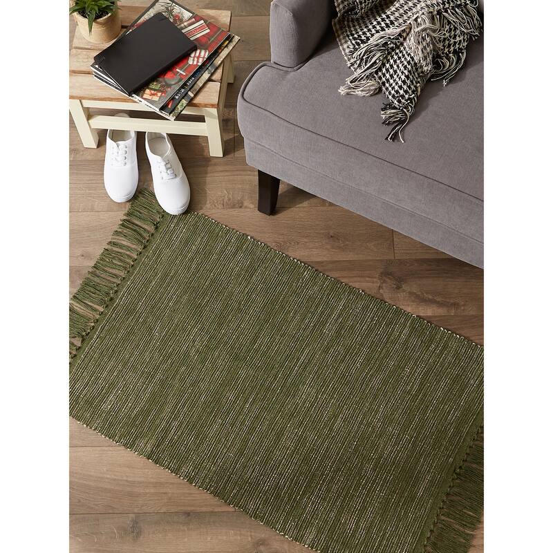 DII Gray and Off White 2-Tone Ribbed Rug 2x3 Ft - 24.0 In. L X 36.0 In. W X 0.2 In. H