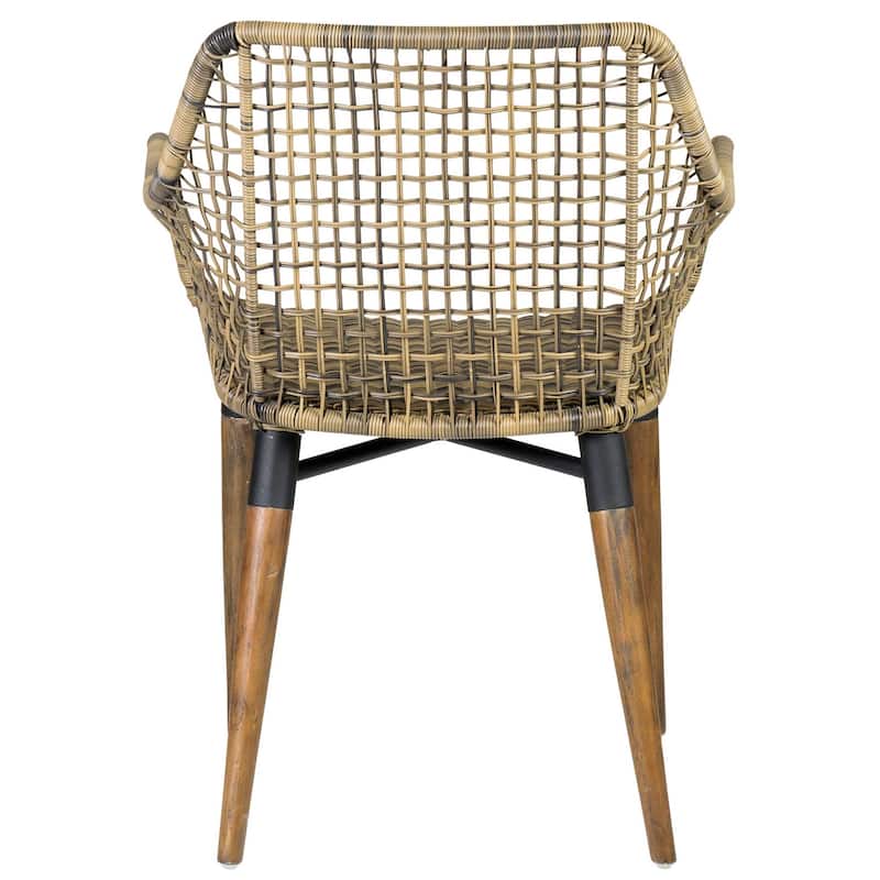 Teak Wood And Synthetic Rattan Outdoor Armchair by East at Main
