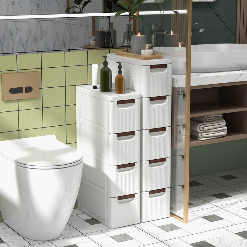 Costway 1/2 PCS 4-Drawer Narrow Rolling Storage Cabinet with Pull - See Details