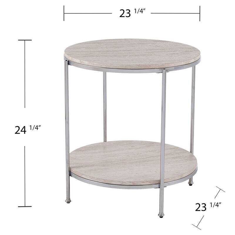 SEI Furniture Henderson Round Faux Marble Side Table