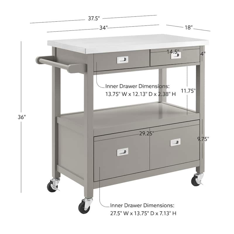 Julianna Stainless Steel Kitchen Cart