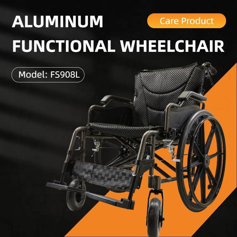 Aluminum Alloy Transport Wheelchair. 18" Seats. With front and Rear Locking Hand Brakes. 24" Quick Remove Rear Wheel - Dark Gray