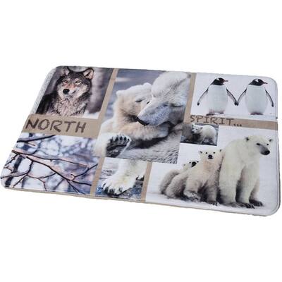 Bathroom Rug Memory Foam Mat North Spirit Print Beige 36"L x 24"W