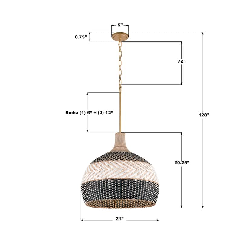 Crystorama Lighting Group ZAN-9005 Zanzibar 5 Light 21" Wide Pendant