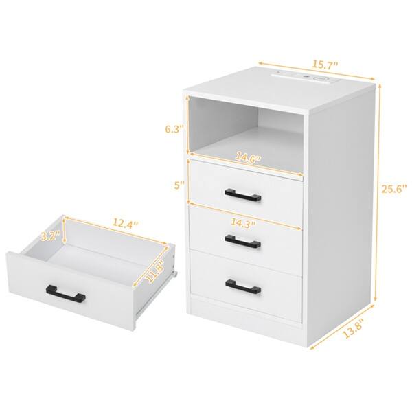 Drawers With Socket With LED Light Bedside Table - Bed Bath & Beyond ...