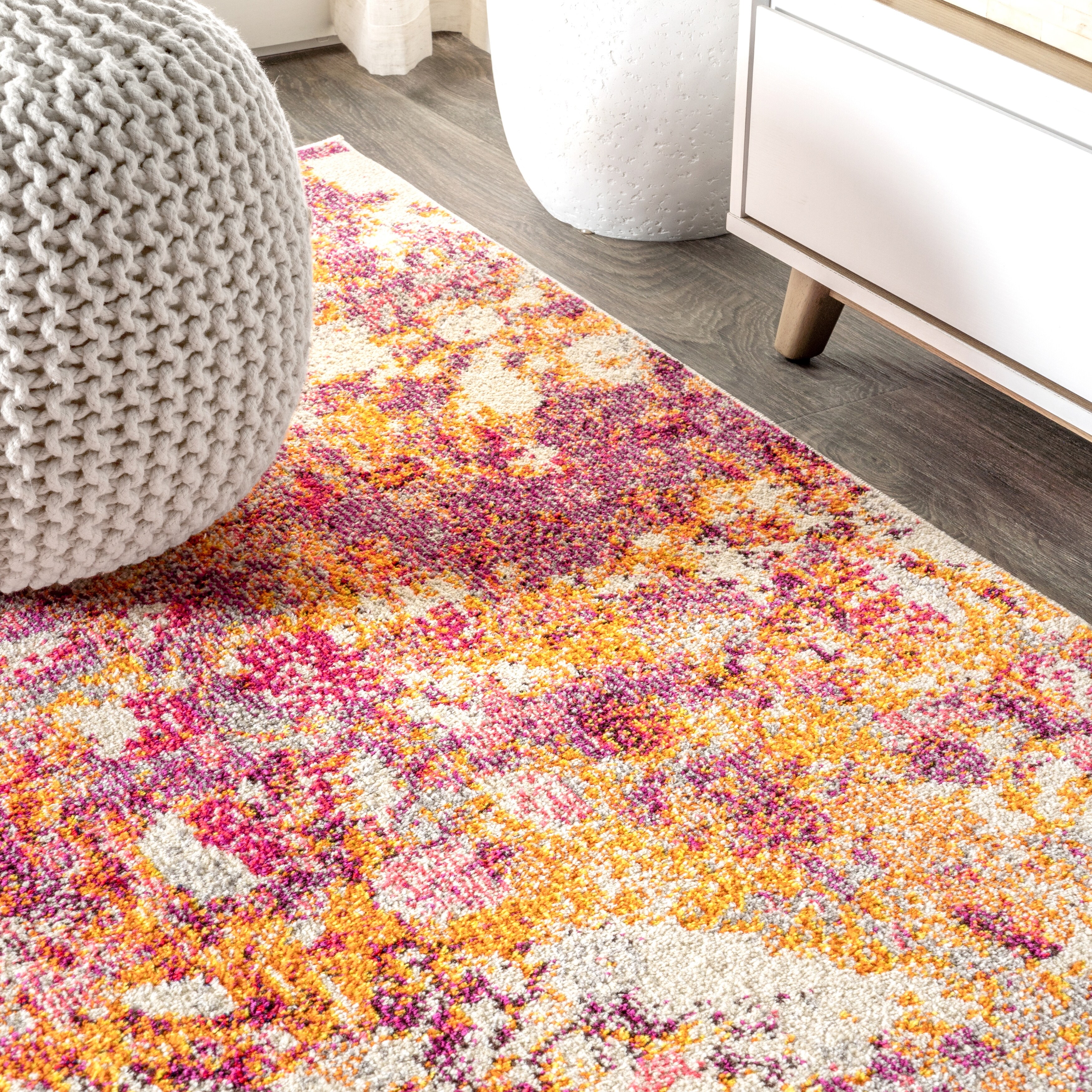 Shop Jonathan Y Contemporary Pop Modern Abstract Pink Orange 8 Ft