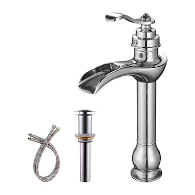 Waterfall Single Handle One Hole Chrome Bathroom Sink Faucet