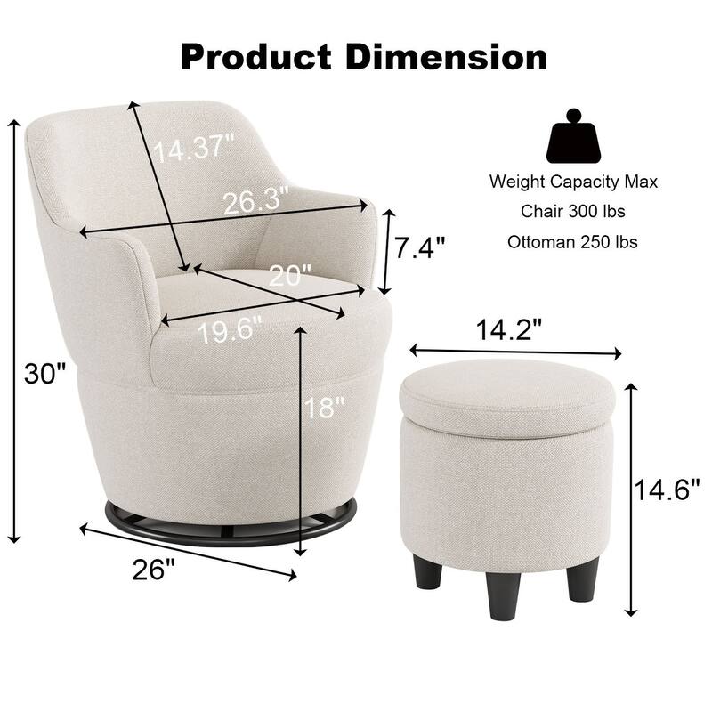 Swivel Accent Chair with Ottoman