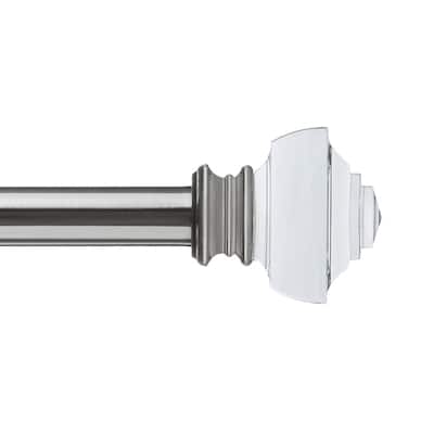 Lumi 1" Single Curtain Rod Set Brushed Nickel- Crystal Square finials