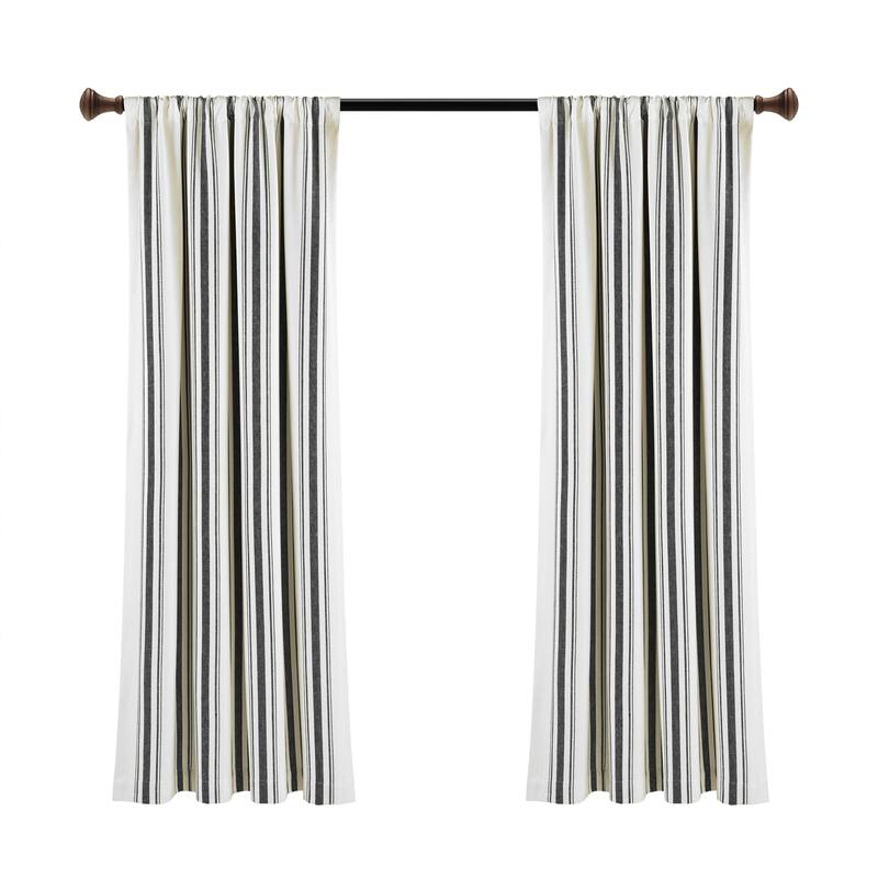 Lush Decor Farmhouse Stripe Yarn Dyed Cotton Window Curtain Panel Pair
