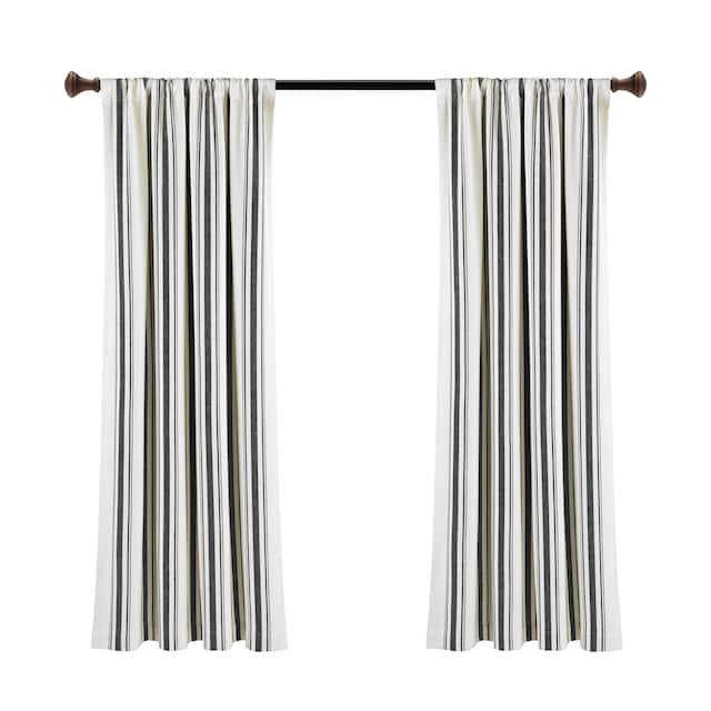 Lush Decor Farmhouse Stripe Yarn Dyed Cotton Window Curtain Panel Pair