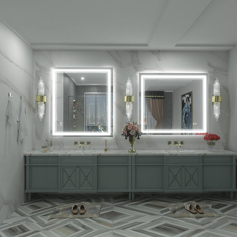 KIOTEE Frameless Front lit LED Lighted Anti-Fog Tempered Glass Bathroom Vanity Mirror with ETL and 3-Year Warranty