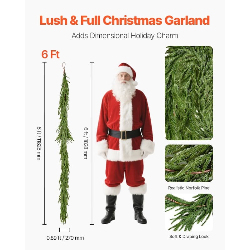 Lush Green Norfolk PE Christmas Garland with Full Fluffy Design for Home and Holiday Decoration