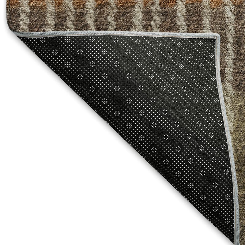 Machine Washable Indoor/ Outdoor Contemporary Stripes Chantille Rug