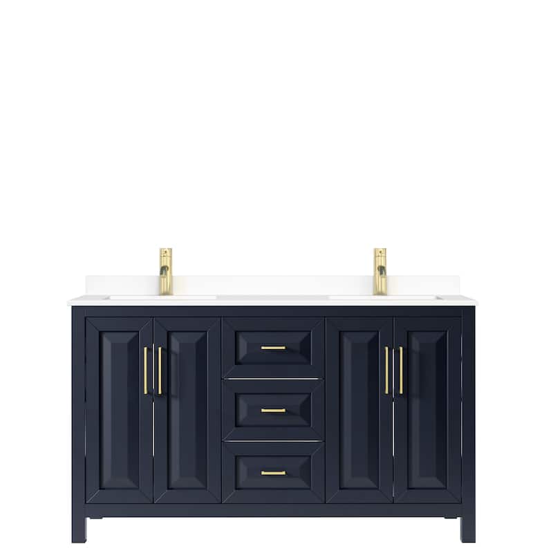 Daria 60 Inch Double Vanity, Cultured Marble Top