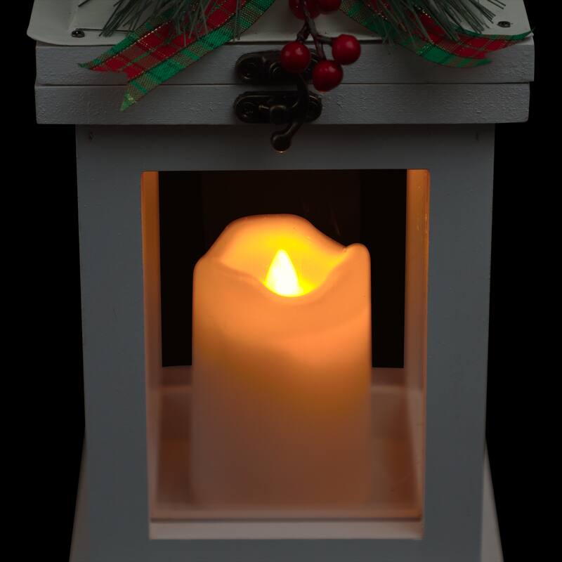 Alpine Corporation Metal and Glass Lantern with Warm LED Light Faux Candle