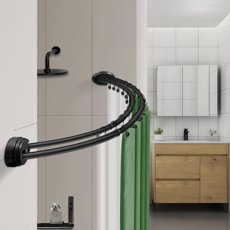 Utopia Alley Rustproof Wall Mounted Aluminum Double Curved Shower Curtain Rod, Screw Mount Rod, Adjustable Rod from 45" to 72"