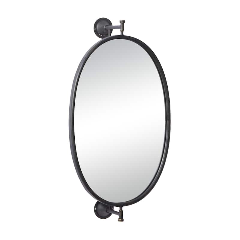 Metal Swivel Oval Wall Mirror - Gold or Black - Roche River Decor