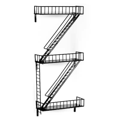 texxture FireEscape 25.5 Inch Floating Shelves, Wall Mount Storage Shelf, Black - 7
